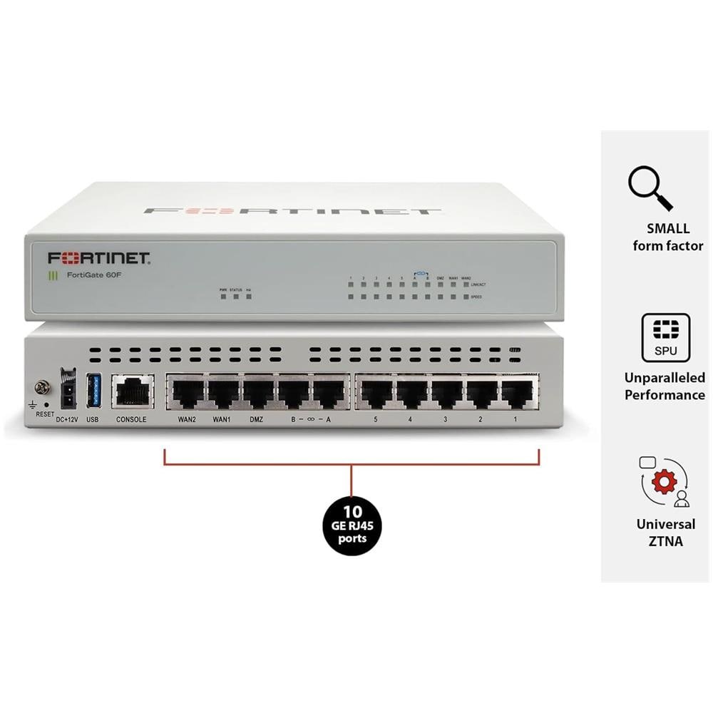 Firewall FortiGate 60F con 10 Porte RJ-45 e Velocità di Trasmissione 10 Gbit /s - Foto 2