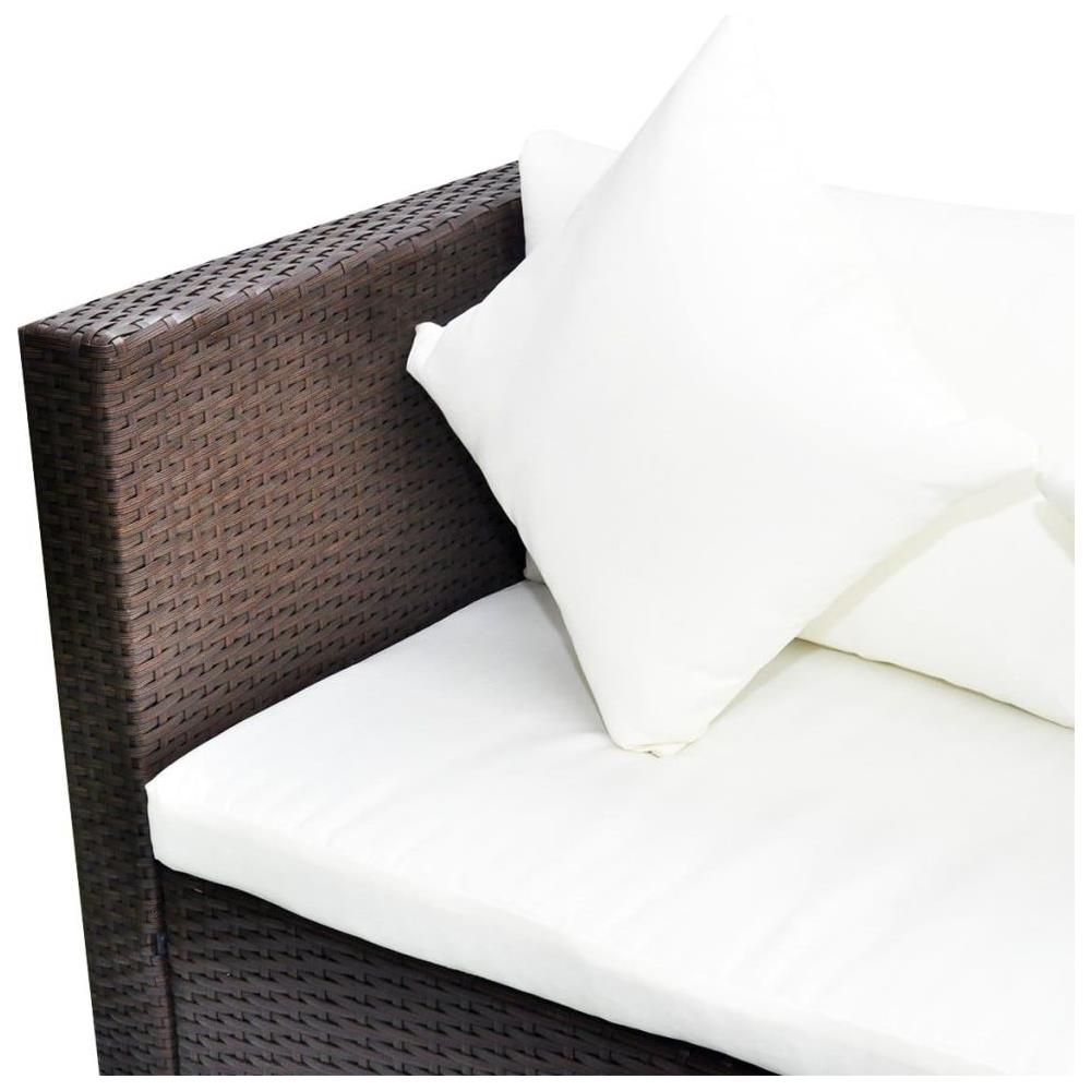 Set Divani da Giardino 4 pz con Cuscini in Polyrattan Marrone - Foto 2