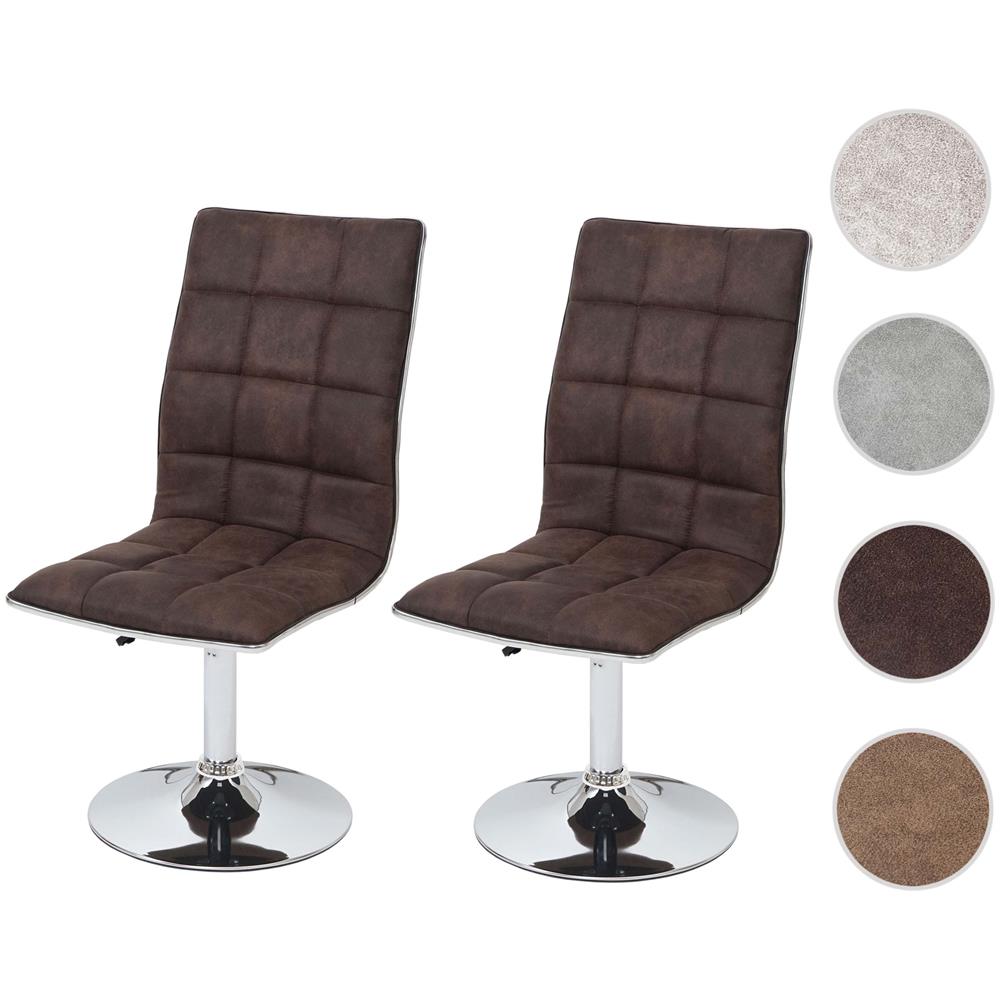 Sedia Da Pranzo Moderna Mendler HWC-C41 - Ecopelle Avorio, Base Cromata, Altezza Regolabile, Carico Max 120 Kg