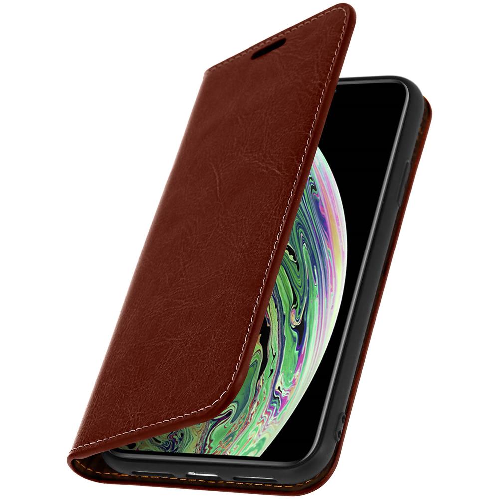 Custodia Apple Iphone Xs Max In Pelle Portafoglio Funzione Supporto Marrone - Foto 2