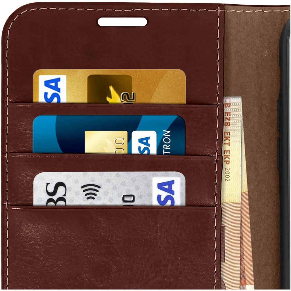 Custodia Apple Iphone Xs Max In Pelle Portafoglio Funzione Supporto Marrone - Foto 5