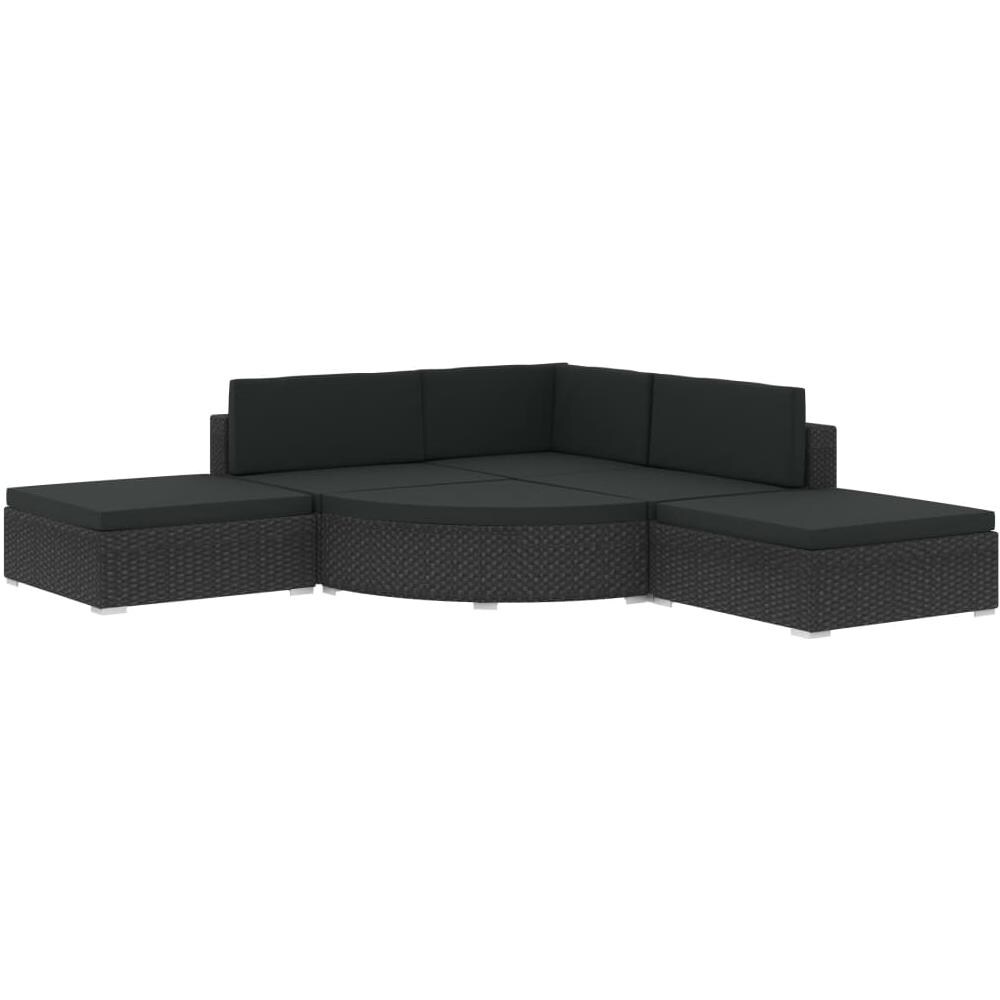 Set Divani da Giardino 6 pz con Cuscini in Polyrattan Nero - Foto 2