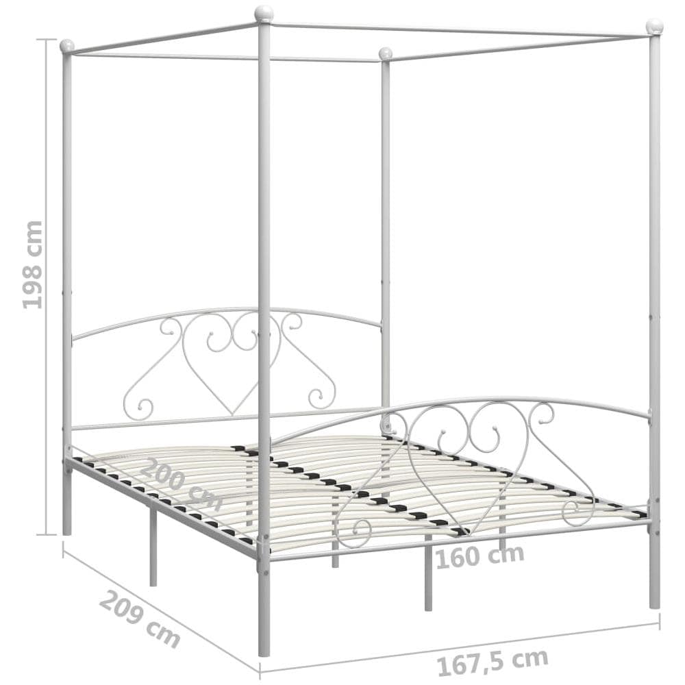 Letto A Baldacchino Bianco In Metallo 160x200 Cm - Foto 5