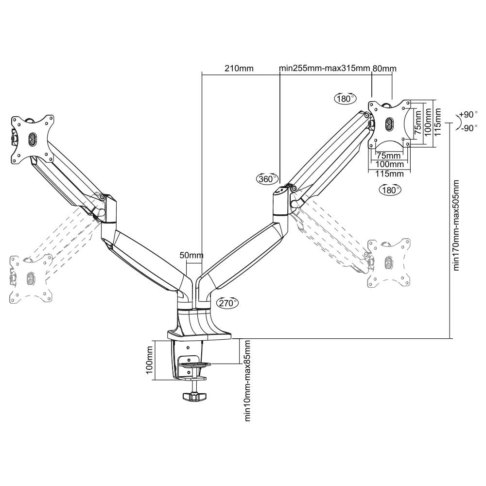Supporto da Scrivania NM-D750DBLACK per Monitor LCD /LED /TFT - Foto 5