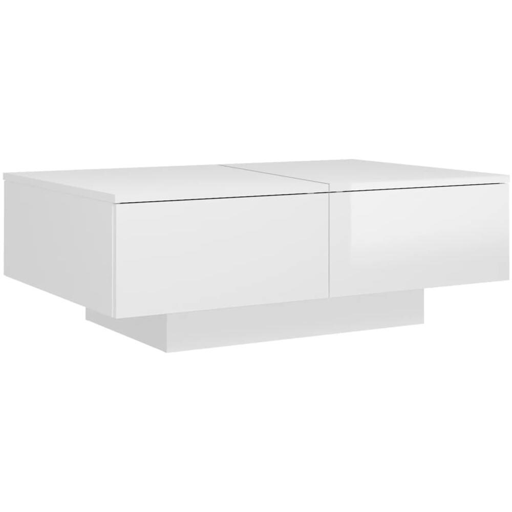 Tavolino Salotto Bianco Lucido 90x60x31 cm in Legno Multistrato - Foto 1