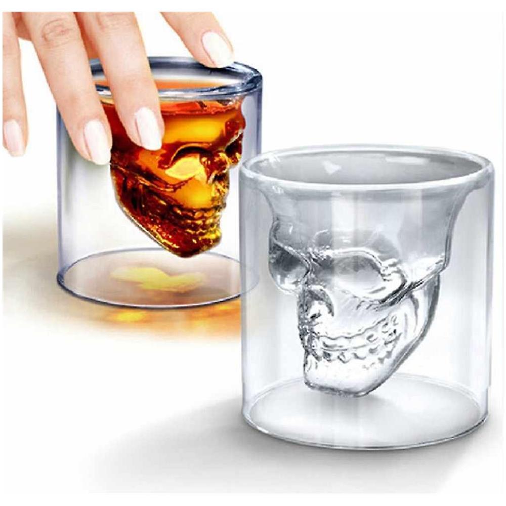 perfetto per birra e bevande per whisky vino bar e feste Bicchierino trasparente a forma di testa di teschio 