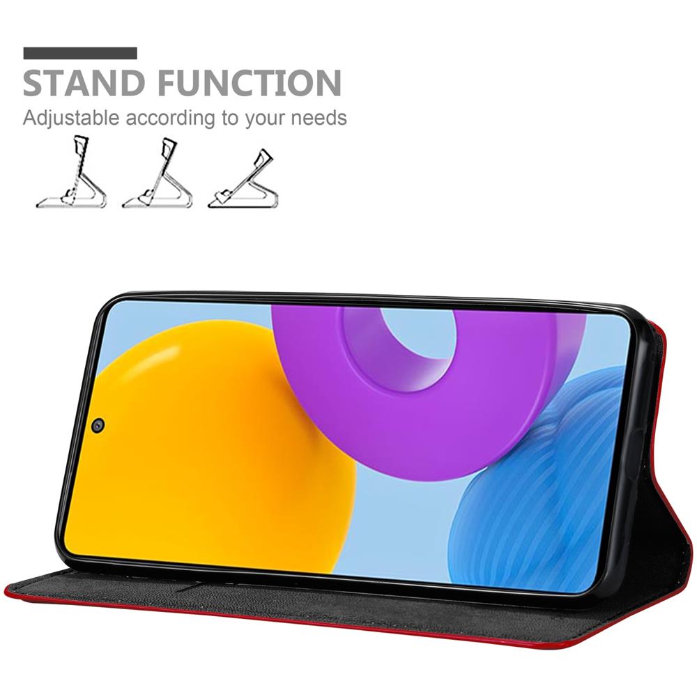 Custodia Compatibile Con Samsung Galaxy M52 5g In Rosso Mela - Coperchio Protettiva Con Chiusura Magnetica, Funzione Stand E Tasca Per Le Carte - Foto 2