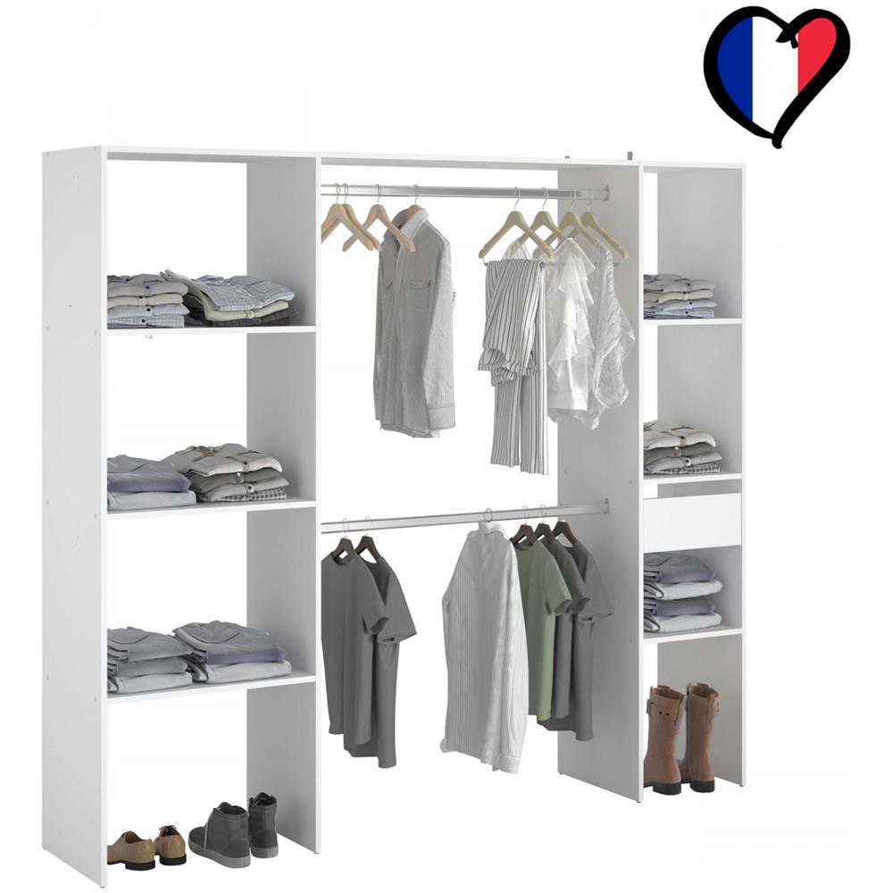 Elysee Armadio A Vista 6 Ripiani, 1 Cassetto, 2 Barre Appendiabiti 198x40x180 - Foto 1