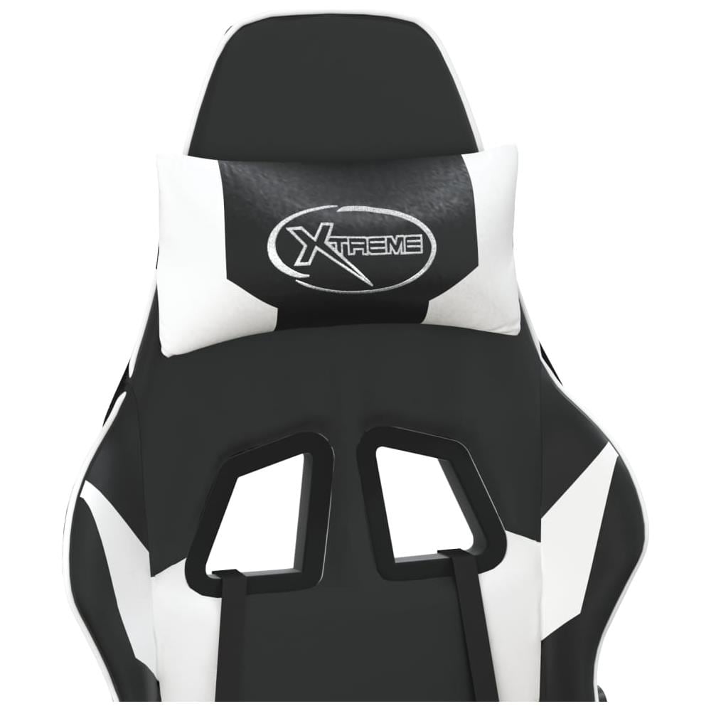 Sedia Gaming Massaggiante Poggiapiedi Nero E Bianco Similpelle - Foto 2