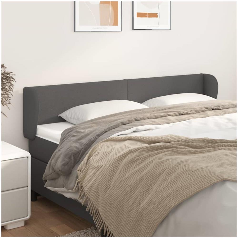 Testiera Ad Orecchio Grigio 183x23x78/88 Cm In Similpelle - Foto 1