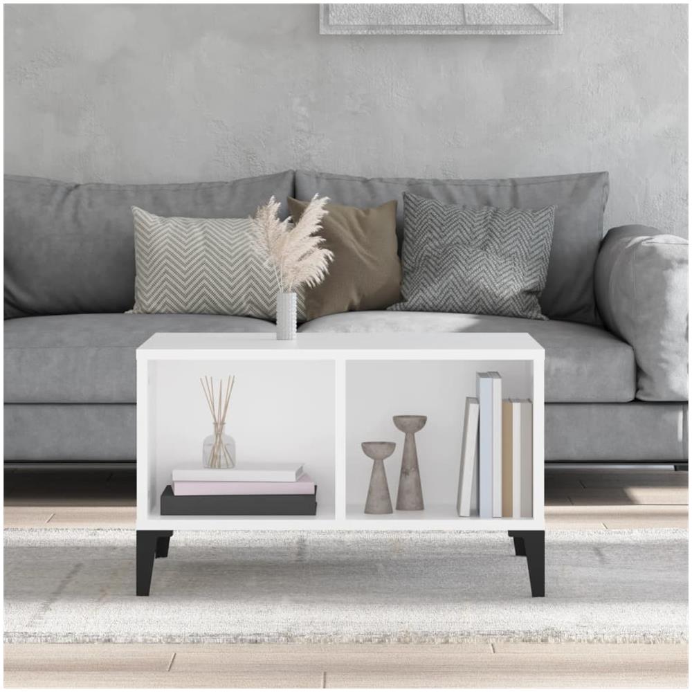 Tavolino Da Salotto Bianco 60x50x36,5 Cm In Legno Multistrato - Foto 3