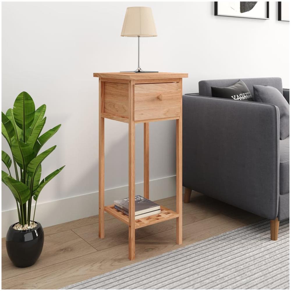 Tavolino Con Cassetto 25x25x60 Cm Legno Massello Di Noce - Foto 1