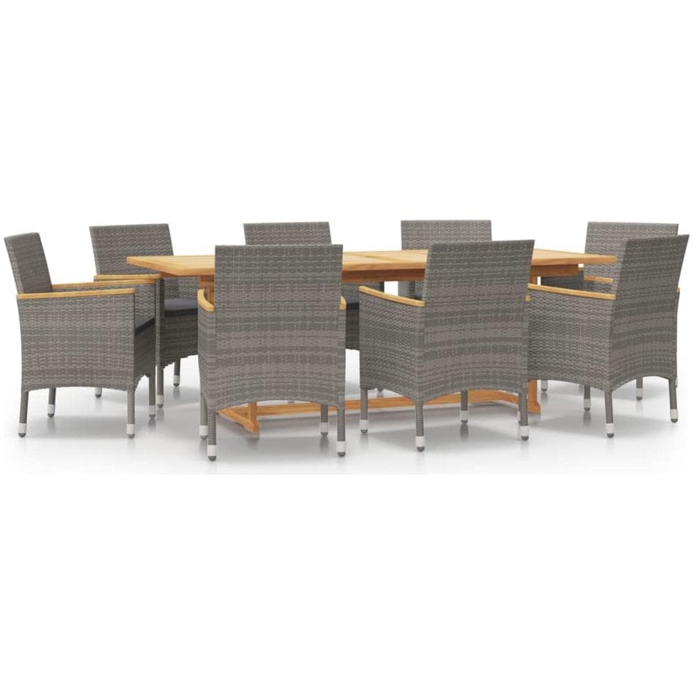 Set Da Pranzo Per Giardino 9 Pz Con Cuscini Grigio - Foto 2