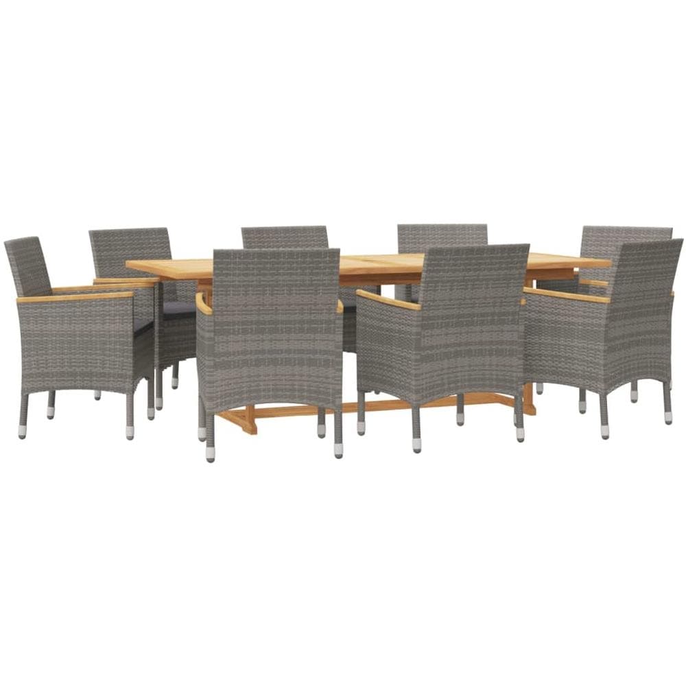 Set Da Pranzo Per Giardino 9 Pz Con Cuscini Grigio - Foto 3