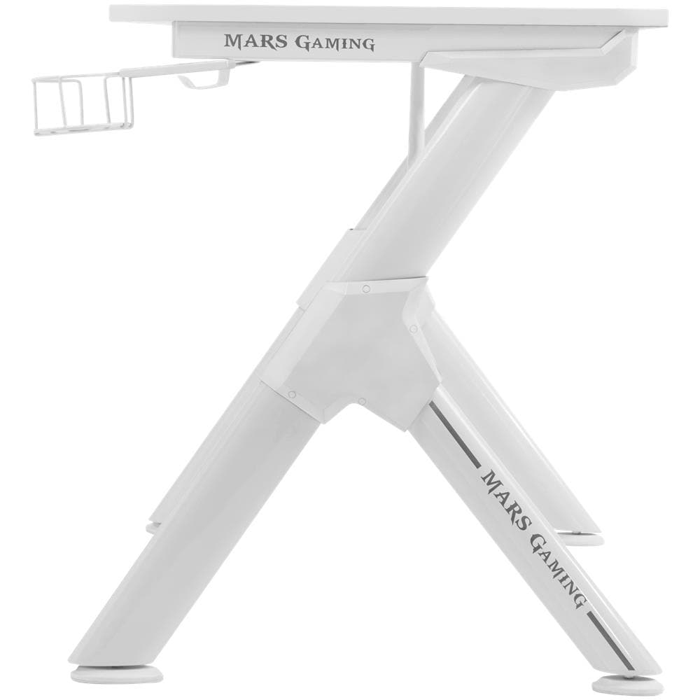 Tavolo da Gaming MGD140W da 140 cm con Supporto Cuffie, Mousepad e Porta Bevande, Colore: White - Foto 2