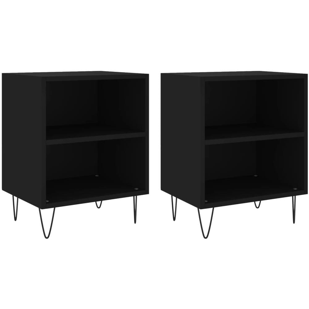Comodini 2 Pz Neri 40x30x50 Cm In Legno Multistrato - Foto 1
