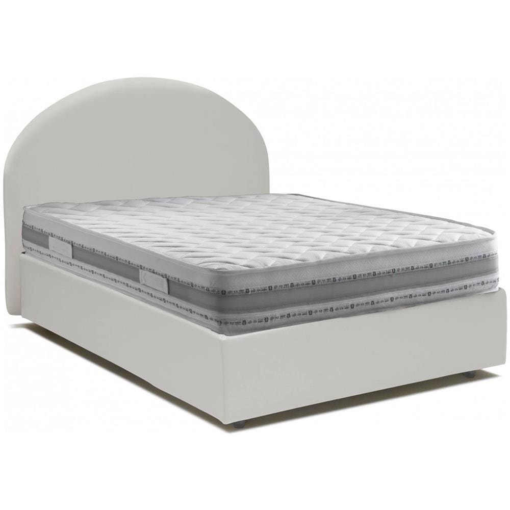 Letto Piazza E Mezza Clotilde, Letto Contenitore Con Rivestimento In Ecopelle, 100% Made In Italy, Apertura Frontale, Adatto Per Materasso Cm 120x190, Bianco - Foto 1