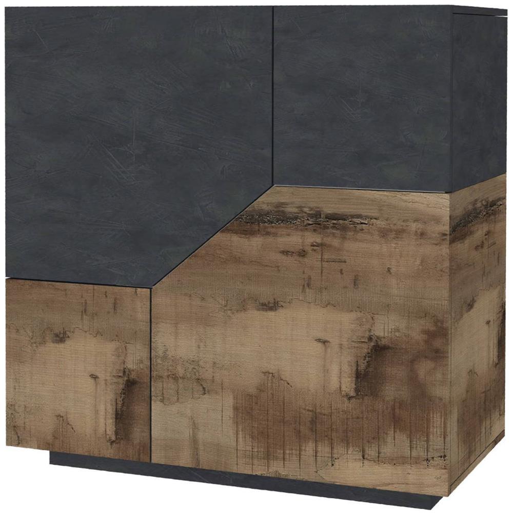 Credenza Nathan, Madia Da Cucina A 2 Ante, Buffet Da Soggiorno, 100% Made In Italy, Cm 100x43h106, Ardesia E Acero - Foto 2