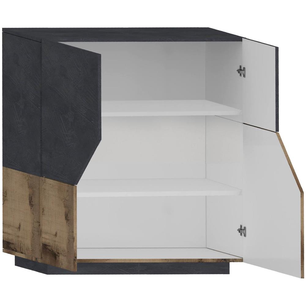 Credenza Nathan, Madia Da Cucina A 2 Ante, Buffet Da Soggiorno, 100% Made In Italy, Cm 100x43h106, Ardesia E Acero - Foto 4