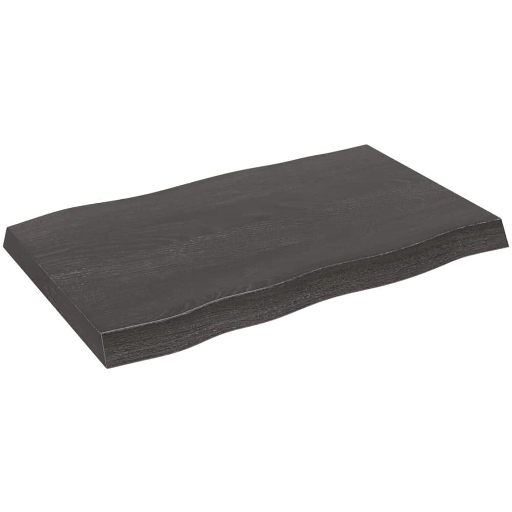 Piano Tavolo Marrone Scuro 80x50x (2-6) cm in Rovere Non Trattato - Foto 2