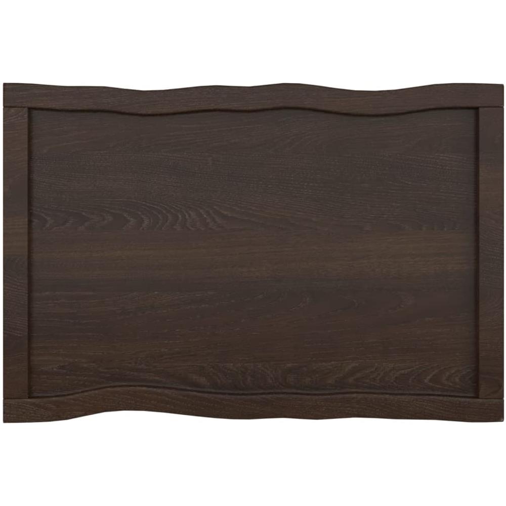 Piano Tavolo Marrone Scuro 80x50x (2-6) cm in Rovere Non Trattato - Foto 5