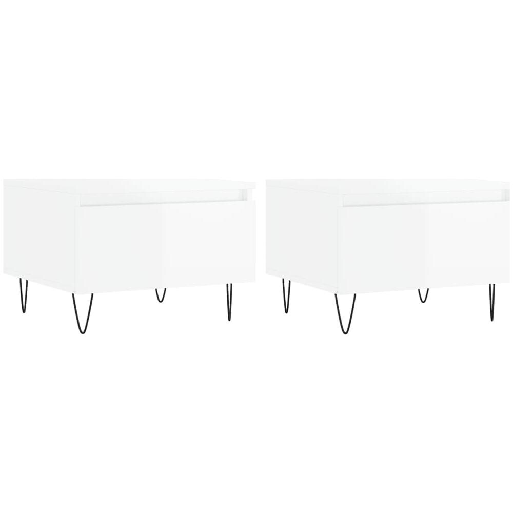 Tavolini Salotto 2pz Bianco Lucido 50x46x35cm Legno Multistrato - Foto 2