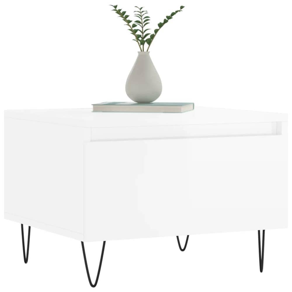 Tavolini Salotto 2pz Bianco Lucido 50x46x35cm Legno Multistrato - Foto 3