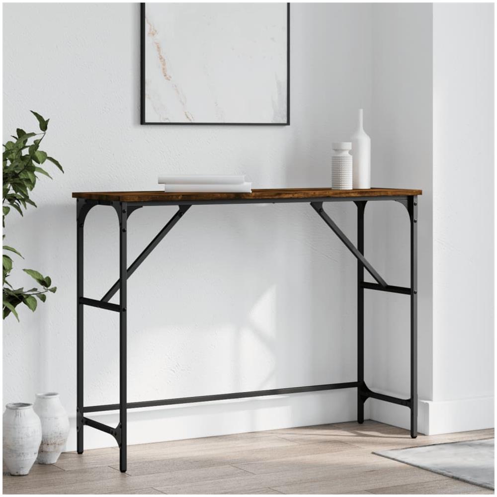 Tavolo Consolle Rovere Fumo 100x32x75 Cm Legno Multistrato - Foto 1