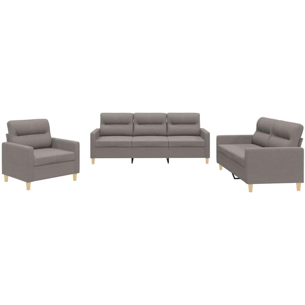 Set Di Divani 3 Pz Con Cuscini Tortora In Tessuto - Foto 2