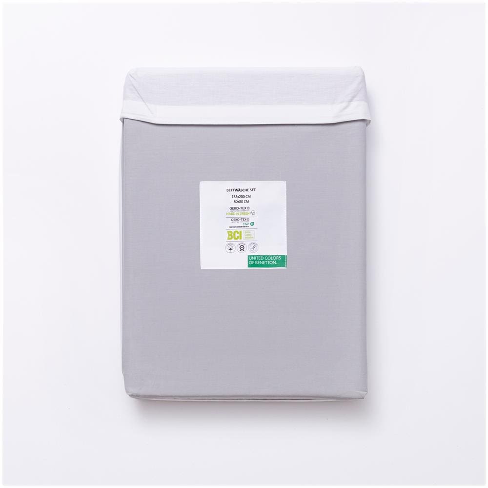 Imposta Il Letto Da 2 Pc (custodia Nordica 135x200cm + Cuscino 80x80cm) 200tc 100% Di Cotone Bianco E B & W Grigio - Foto 2