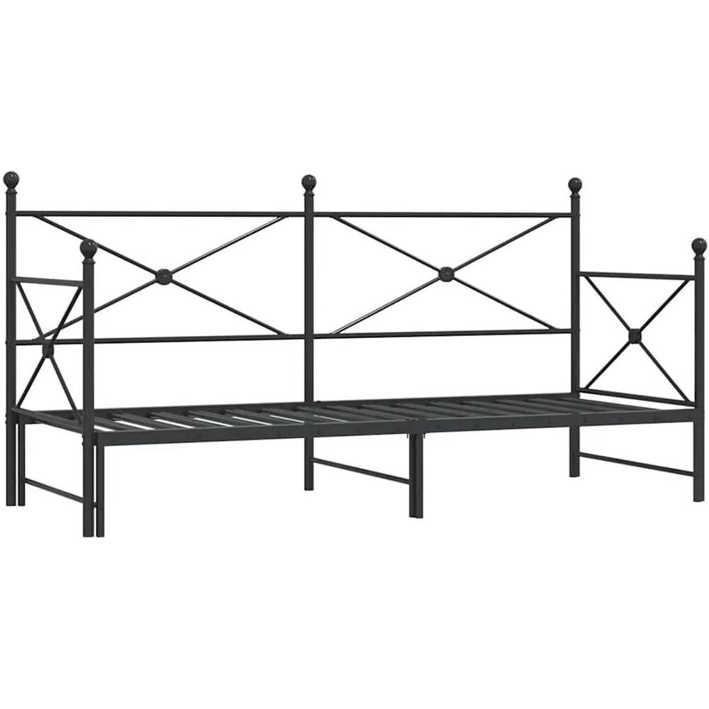 Divano Letto Estraibile senza Materasso Nero 80x200 cm Acciaio - Foto 1
