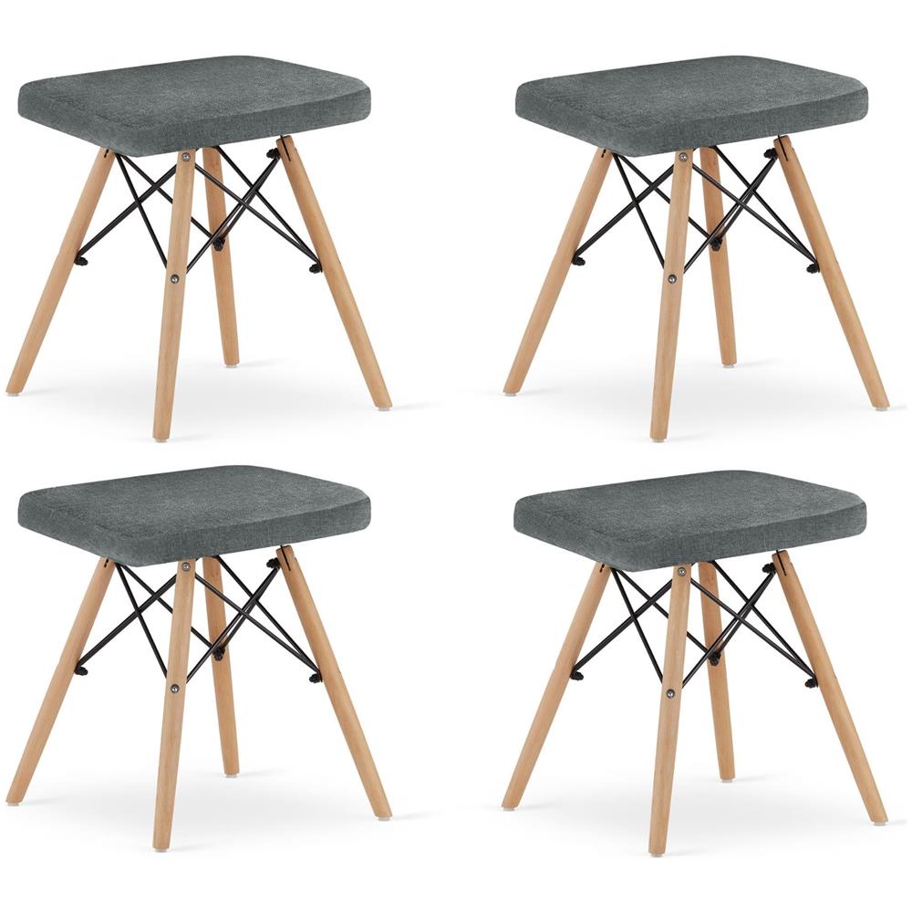 Set di 4 sgabelli PEKO in tessuto grigio con gambe in legno di faggio - Foto 1