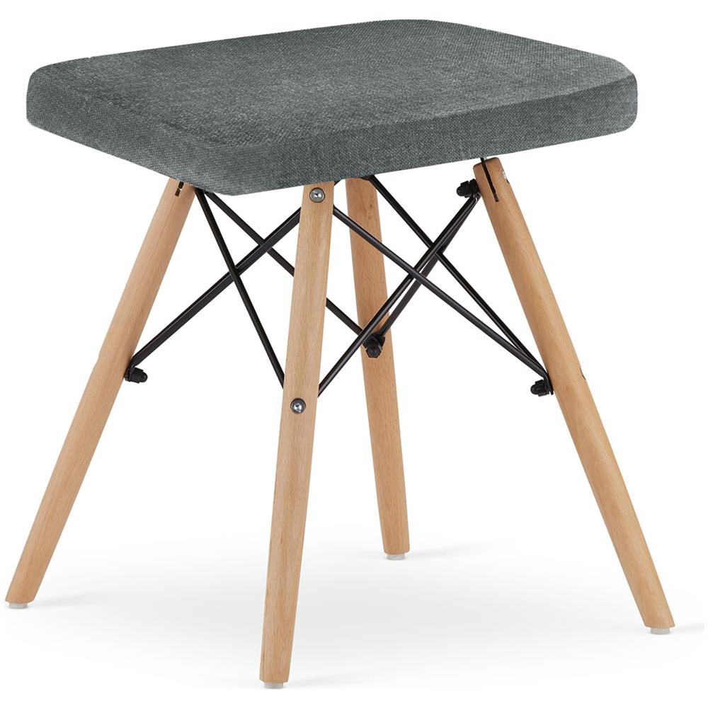 Set di 4 sgabelli PEKO in tessuto grigio con gambe in legno di faggio - Foto 2