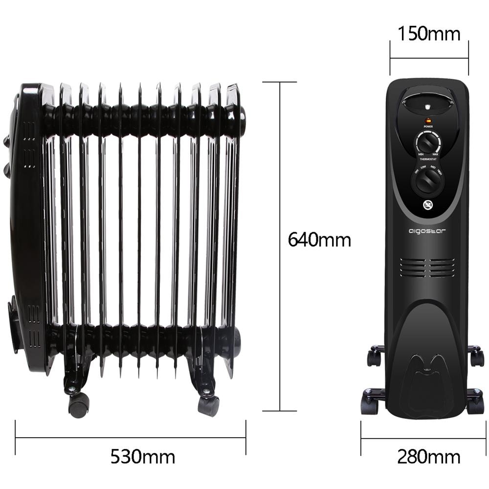 Radiatore Portatile A Olio, 11 Elementi Con Tre Regolazioni Termiche E Controllo Termostato 2300 W - Foto 2