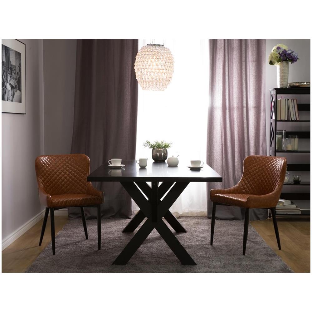 Set Di 2 Sedie Da Pranzo In Ecopelle Marrone Vintage Solano - Foto 1