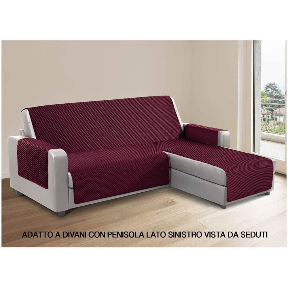 Copridivano Per Divani Con Penisola Lato Sinistro Modello Sphere Bordeaux 240 Cm Bordeaux - Foto 1