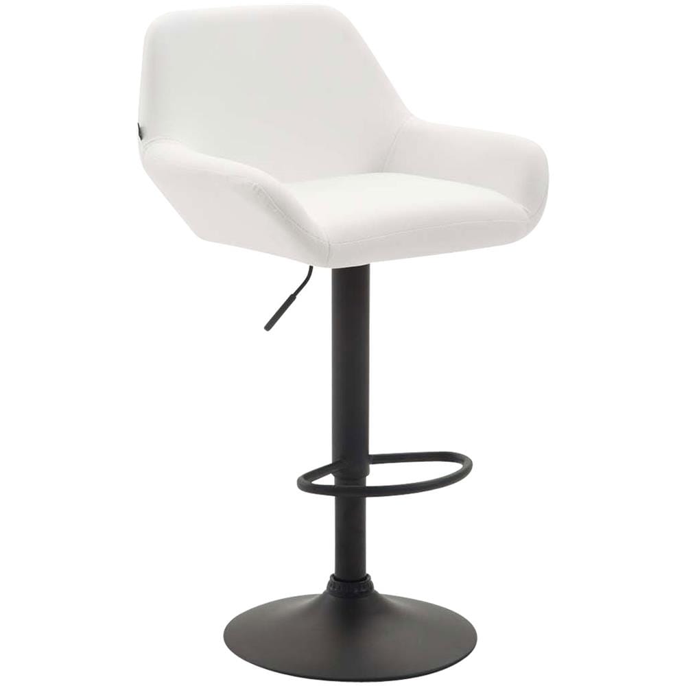 Sgabello Bar Braga in Similpelle - Sedia Cucina con Schienale e Braccioli Regolabile in Altezza - Sedia Sgabello Bancone Imbottita con Poggiapiedi Bianco Nero - Foto 1