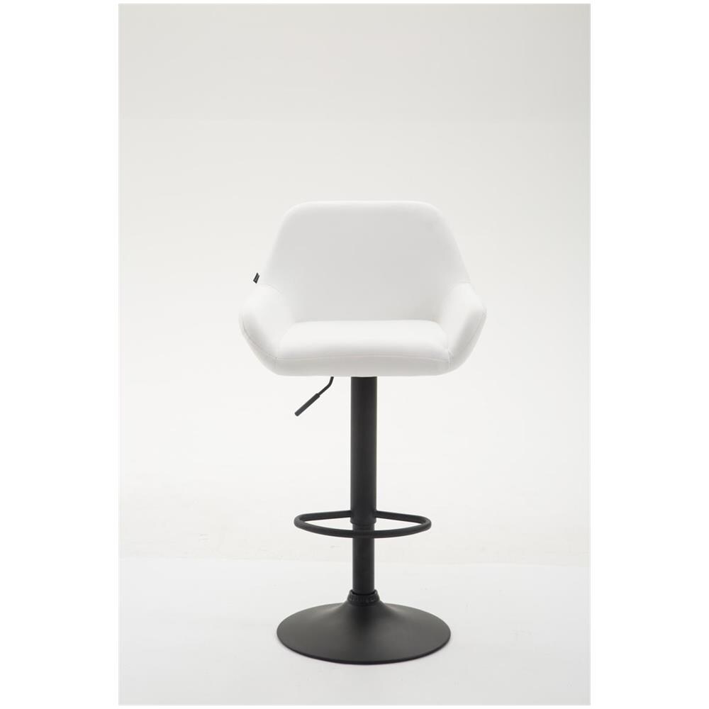 Sgabello Bar Braga in Similpelle - Sedia Cucina con Schienale e Braccioli Regolabile in Altezza - Sedia Sgabello Bancone Imbottita con Poggiapiedi Bianco Nero - Foto 2