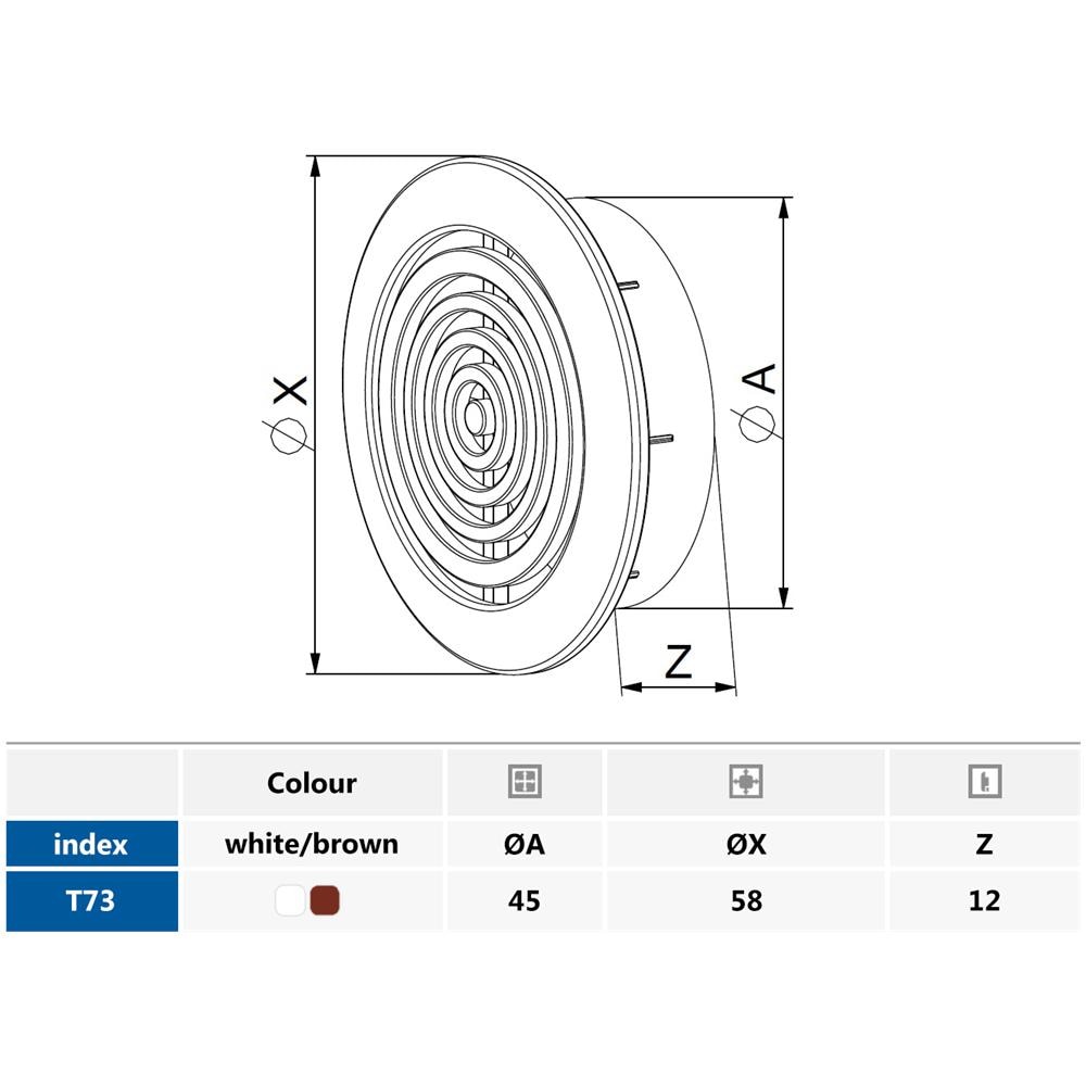 Diametro 45mm Foro 2x Marrone Rotondo Porta Aria Sfogo Mobili In Legno - Foto 2