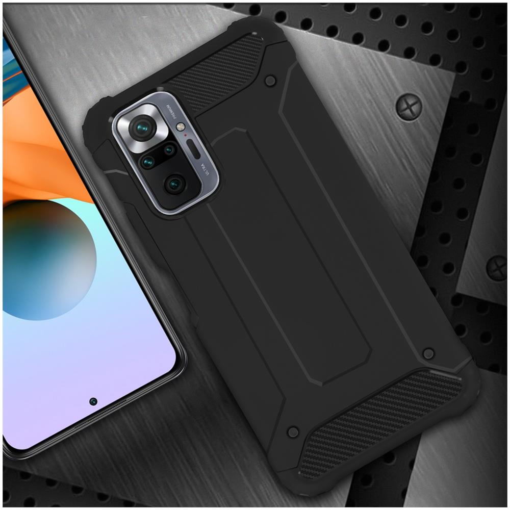 Cover Redmi Note 10 Pro Ibrida Design Rilievo Anticaduta Defender Ii Nera - Foto 5