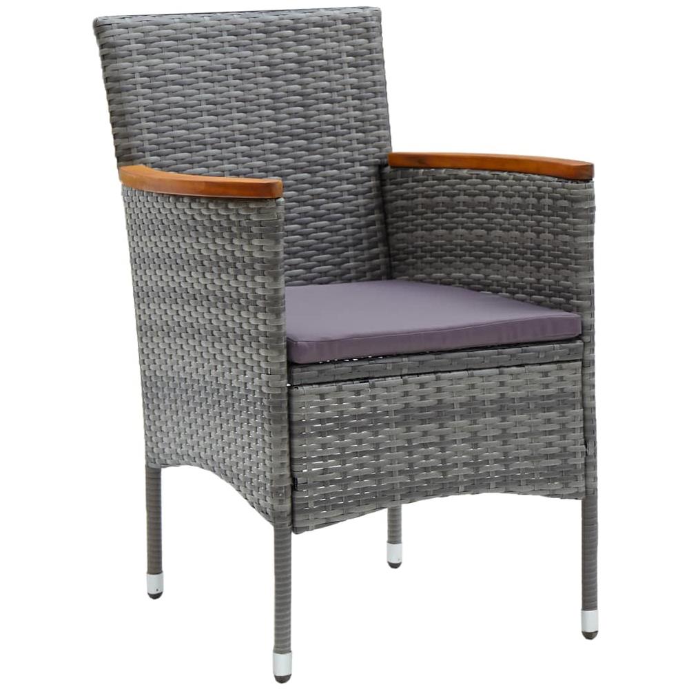 Set Bistrot Giardino 3 pz Polyrattan e Vetro Temperato Grigio - Foto 1