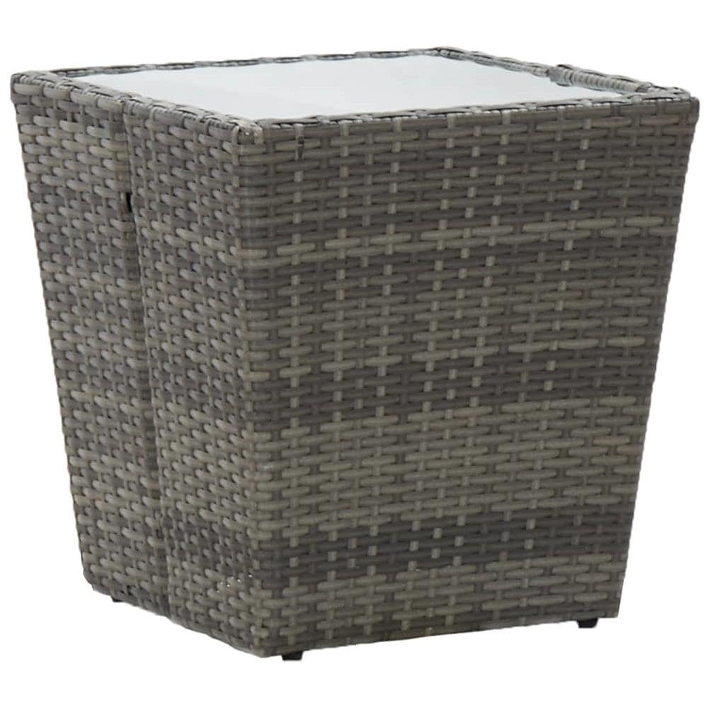 Set Bistrot Giardino 3 pz Polyrattan e Vetro Temperato Grigio - Foto 2