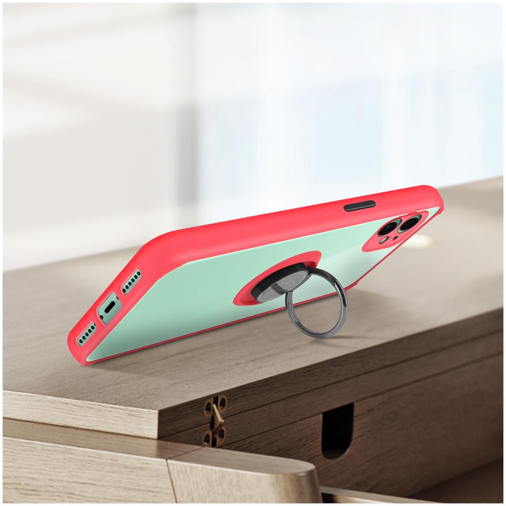 Cover Iphone 11 Bimateriale Anello Supporto Metallico Rossa - Foto 2