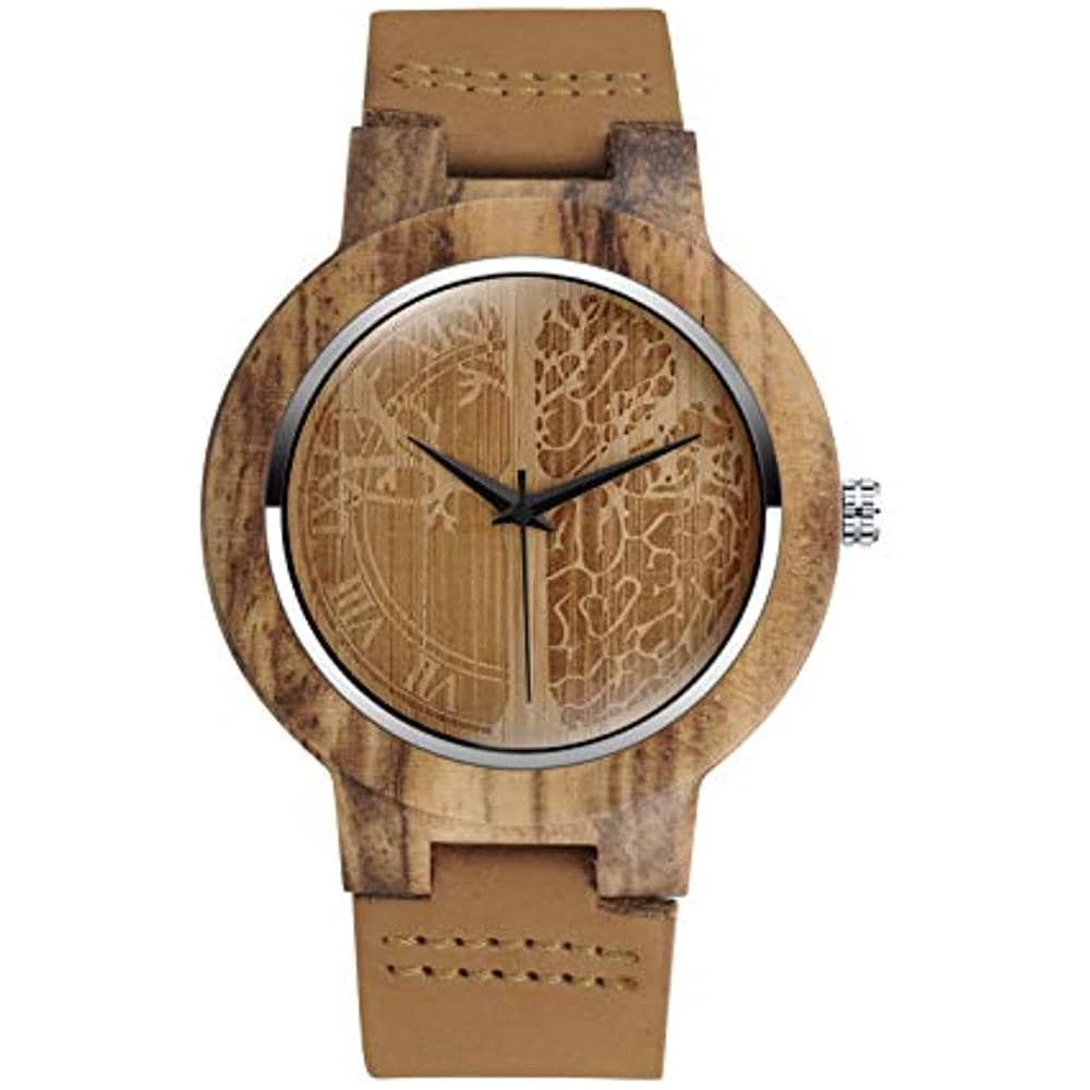 Orologio Da Polso Da Uomo, Da Donna, In Legno Di Bambù, Motivo Albero Della Vita, Con Cinturino In Pelle, Orologio Al Ref. 0602822522977 - Foto 1
