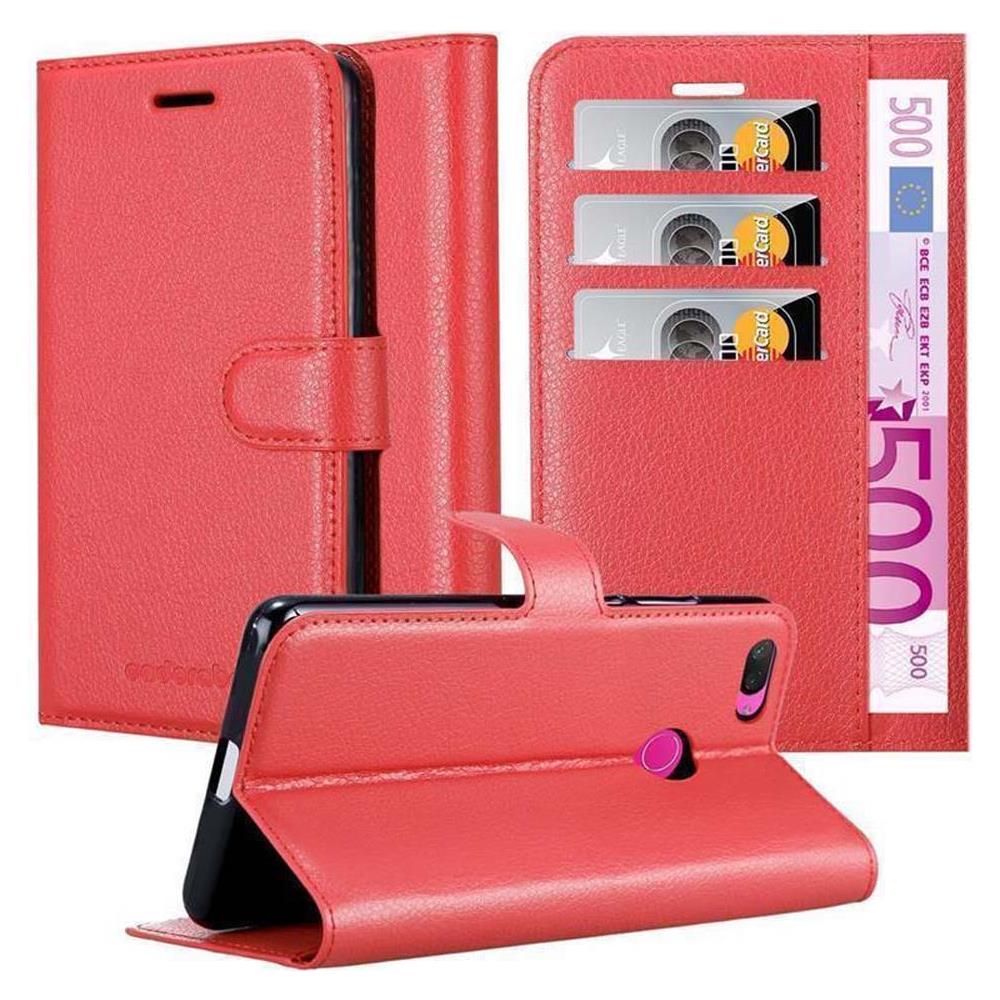 Custodia Compatibile Con Xiaomi Mi 8 Lite In Rosso Carminio - Coperchio Protettiva Con Chiusura Magnetica, Funzione Stand E Tasca Per Le Carte - Foto 1
