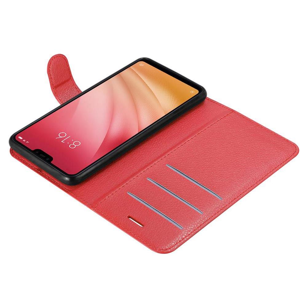 Custodia Compatibile Con Xiaomi Mi 8 Lite In Rosso Carminio - Coperchio Protettiva Con Chiusura Magnetica, Funzione Stand E Tasca Per Le Carte - Foto 8