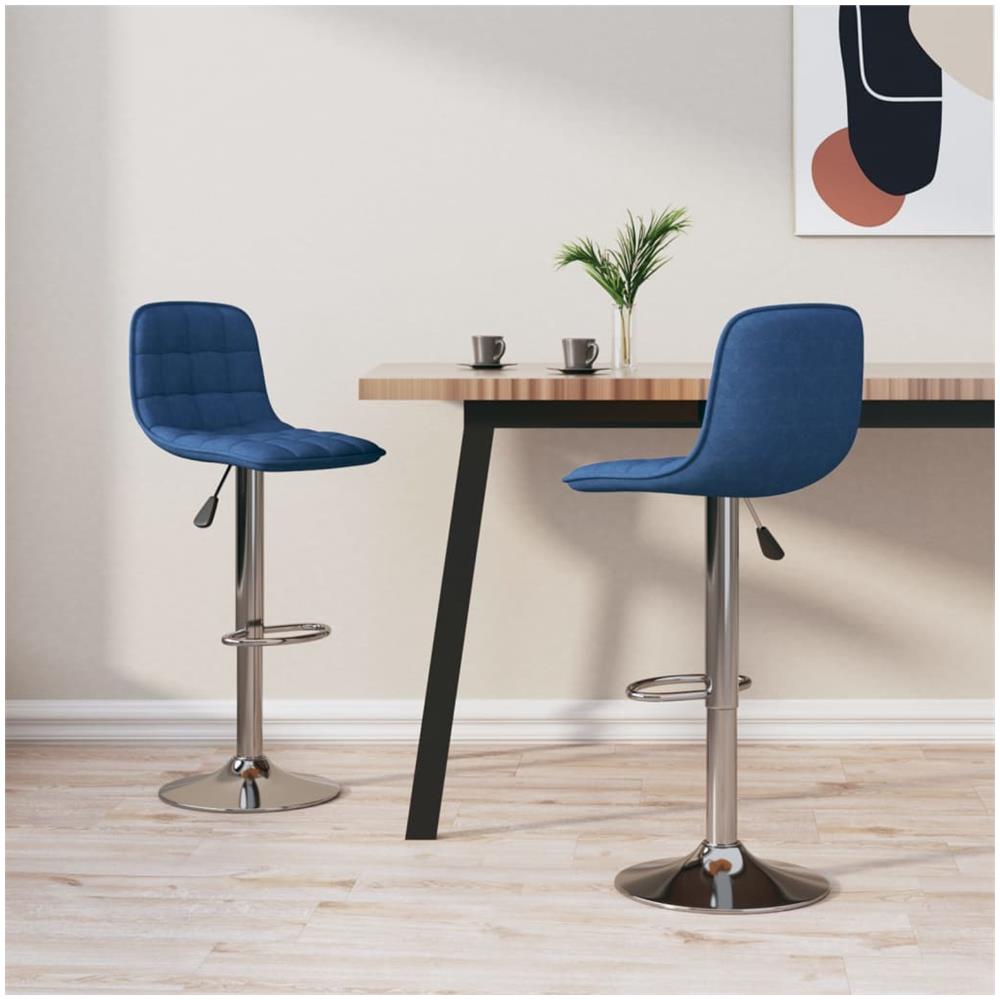 Sgabelli Da Bar 2 Pz Blu In Tessuto - Foto 1