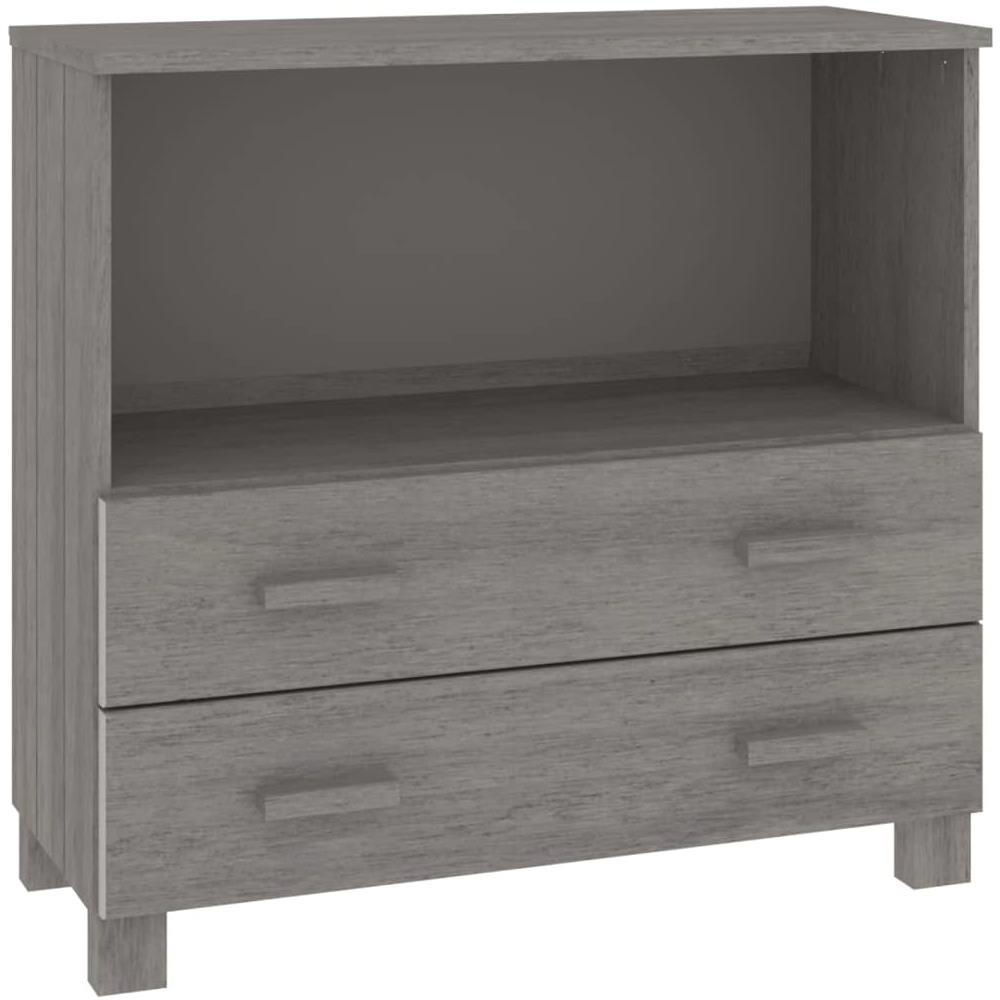 Credenza Grigio Chiaro 85x35x80 Cm In Legno Massello Di Pino - Foto 2