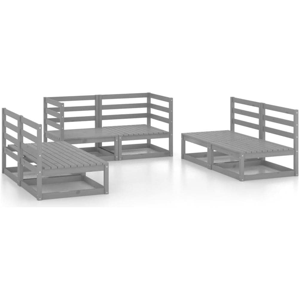 Set Divani Da Giardino 6 Pz Grigio In Legno Massello Di Pino - Foto 1