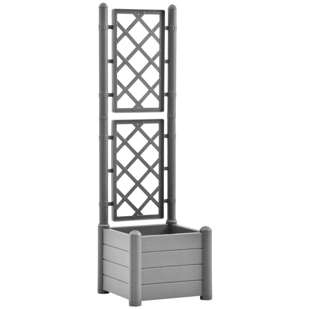 Fioriera Da Giardino Con Graticcio 43x43x142cm Pp Grigio Pietra - Foto 1
